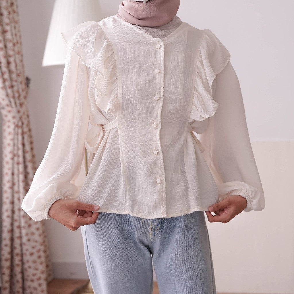 SONYA BLOUSE - KEMEJA BRUKAT BORDIR HARASKIRT