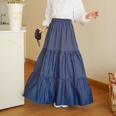 Madebyhara - Jangmi Skirt Rok Layer Panjang Premium Wanita Denim Look Korean Style Haraskirt