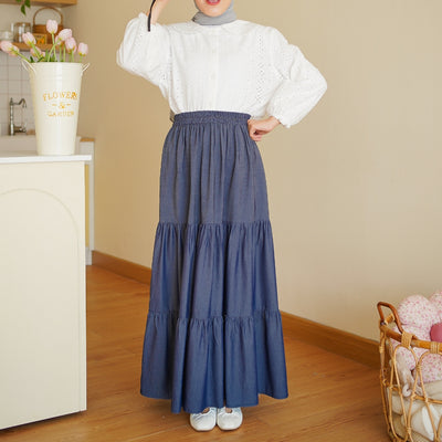 Madebyhara - Jangmi Skirt Rok Layer Panjang Premium Wanita Denim Look Korean Style Haraskirt