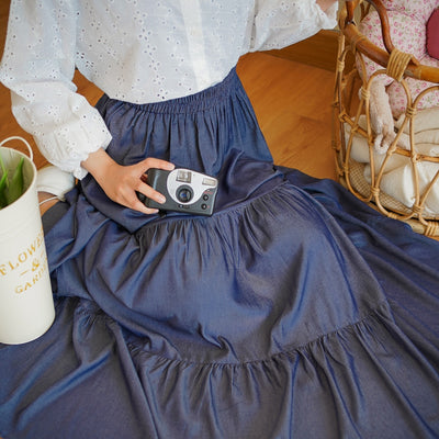 Madebyhara - Jangmi Skirt Rok Layer Panjang Premium Wanita Denim Look Korean Style Haraskirt