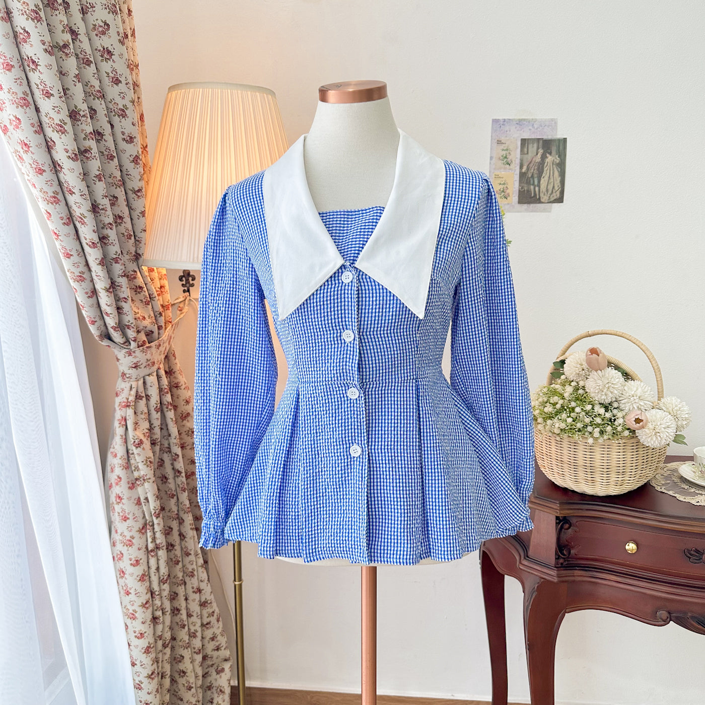 Madebyhara - Rumi Blouse Atasan Style Korea Kemeja Motif Gingham Haraskirt