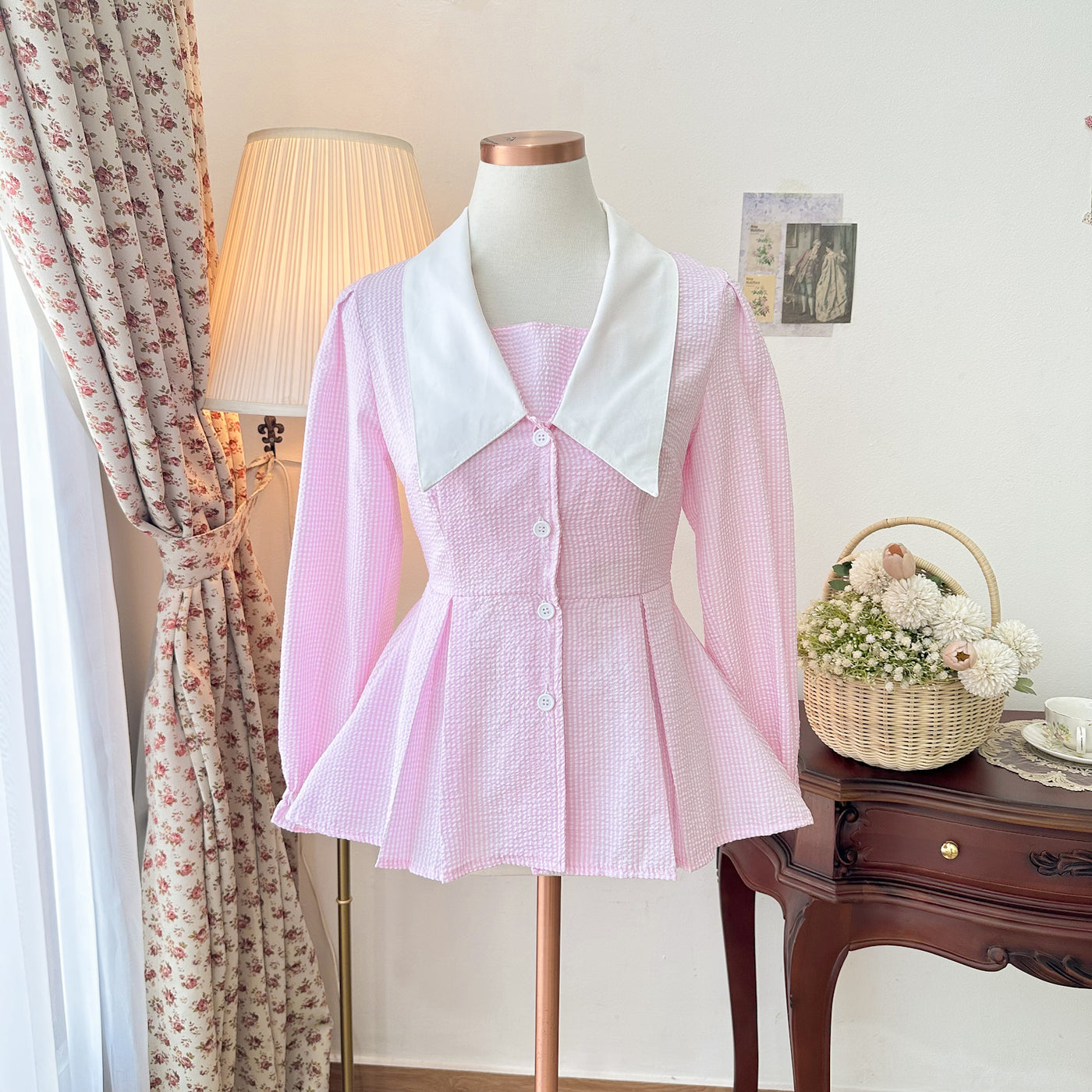 Madebyhara - Rumi Blouse Atasan Style Korea Kemeja Motif Gingham Haraskirt
