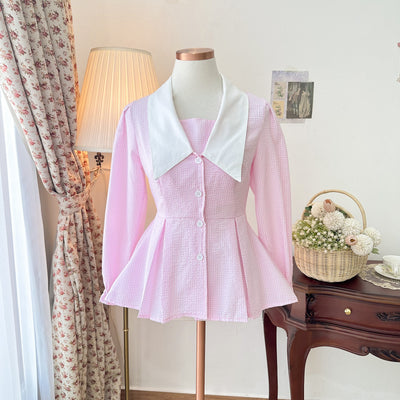 Madebyhara - Rumi Blouse Atasan Style Korea Kemeja Motif Gingham Haraskirt