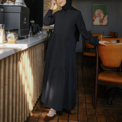 OLIVIA DRESS PLAIN BLACK - Haraskirt Madebyhara