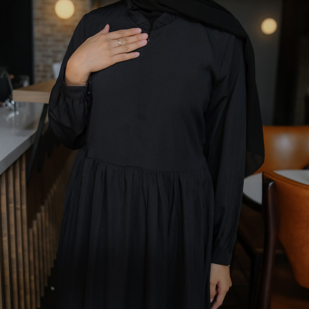 OLIVIA DRESS PLAIN BLACK - Haraskirt Madebyhara