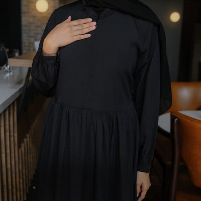 OLIVIA DRESS PLAIN BLACK - Haraskirt Madebyhara