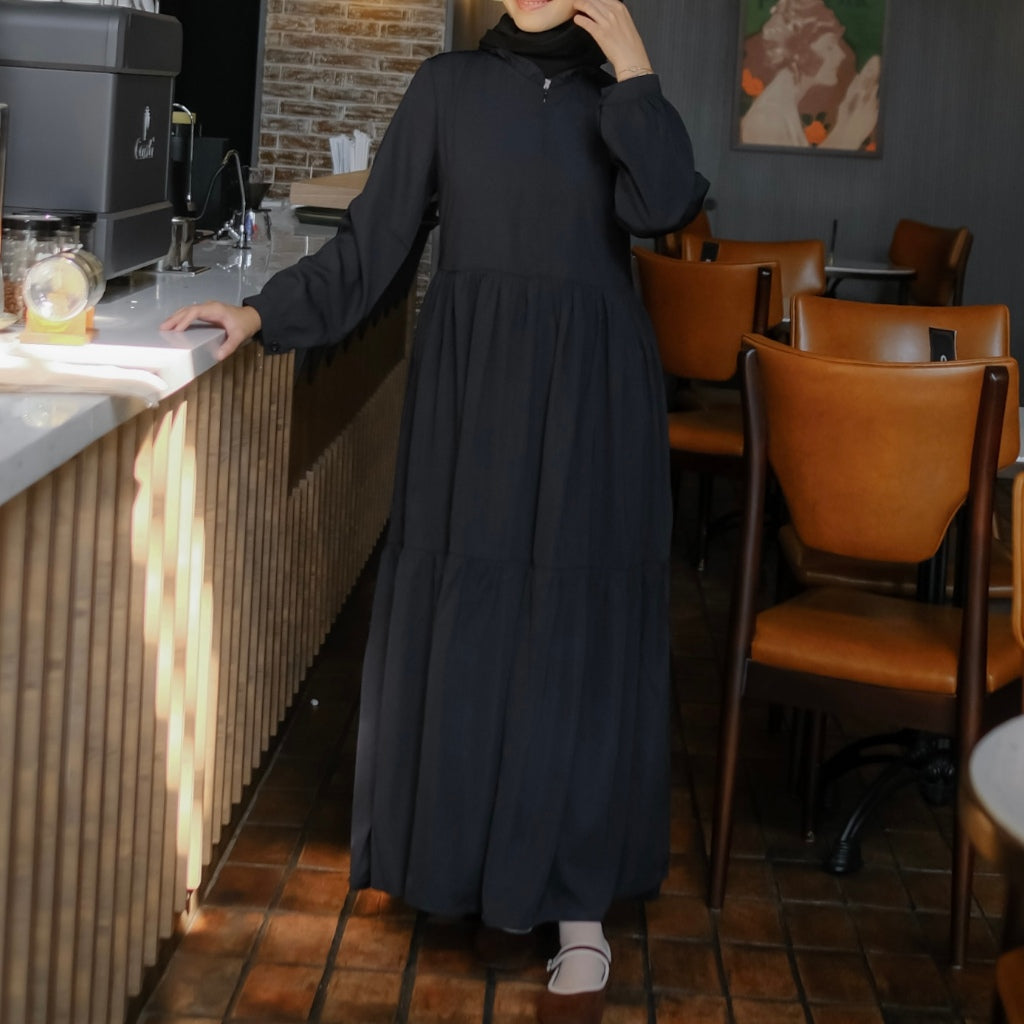 OLIVIA DRESS PLAIN BLACK - Haraskirt Madebyhara