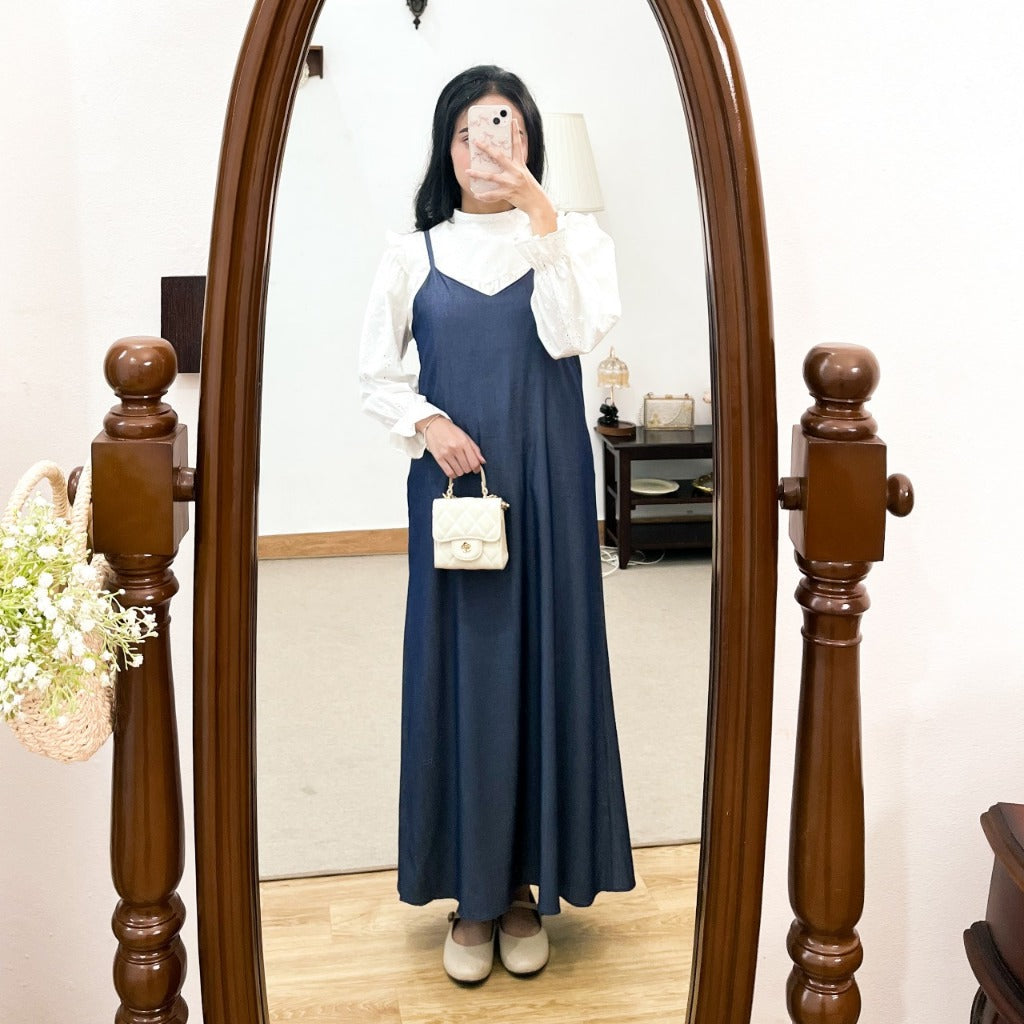 Madebyhara - Yerim Overall Dress Tanpa Lengan Bahan Denim Haraskirt