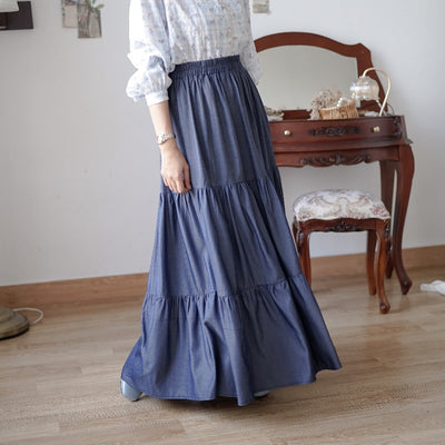 Madebyhara - Jangmi Skirt Rok Layer Panjang Premium Wanita Denim Look Korean Style Haraskirt