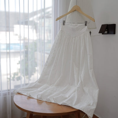 Madebyhara - Yeji Skirt Rok Panjang Katun Bordir Putih Premium Korean Style Haraskirt