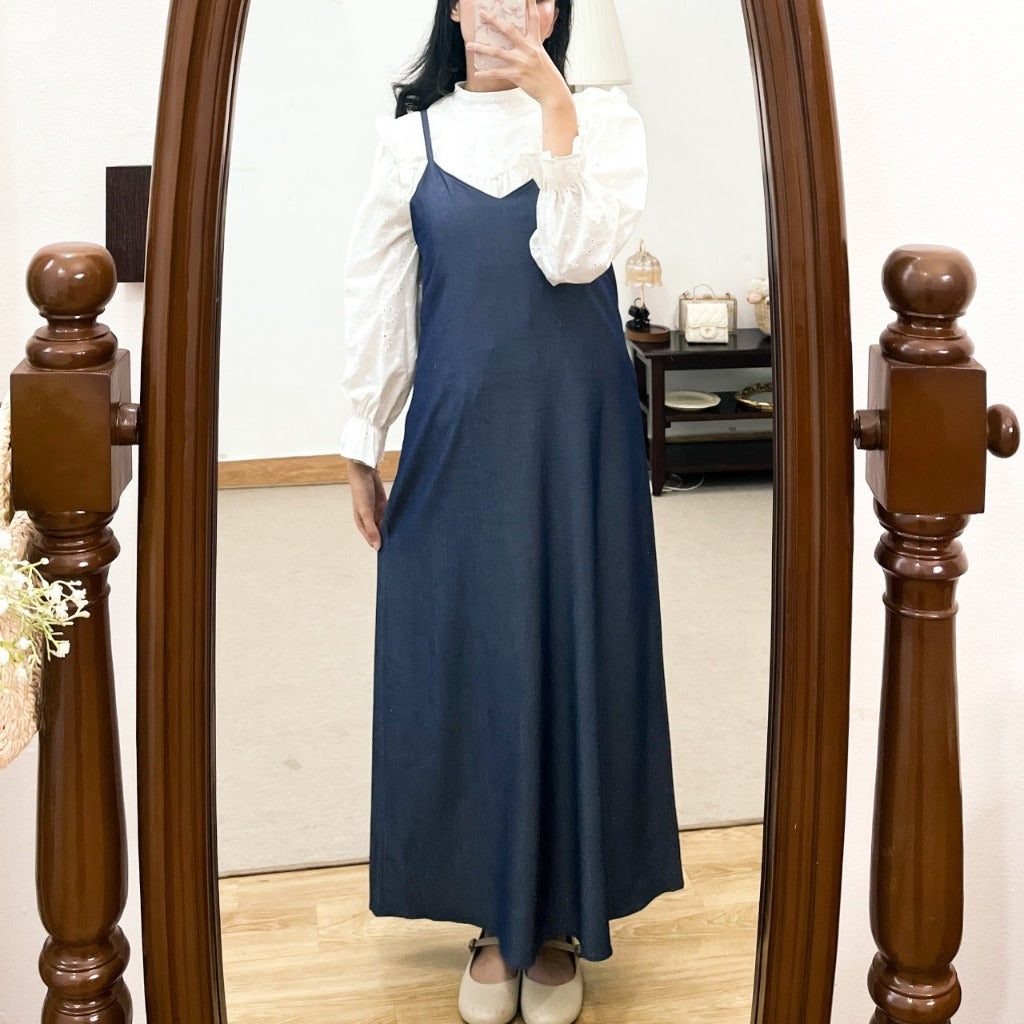 Madebyhara - Yerim Overall Dress Tanpa Lengan Bahan Denim Haraskirt