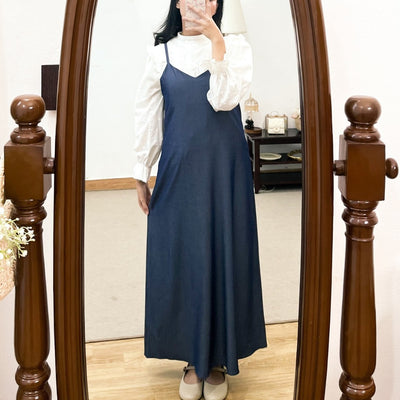 Madebyhara - Yerim Overall Dress Tanpa Lengan Bahan Denim Haraskirt