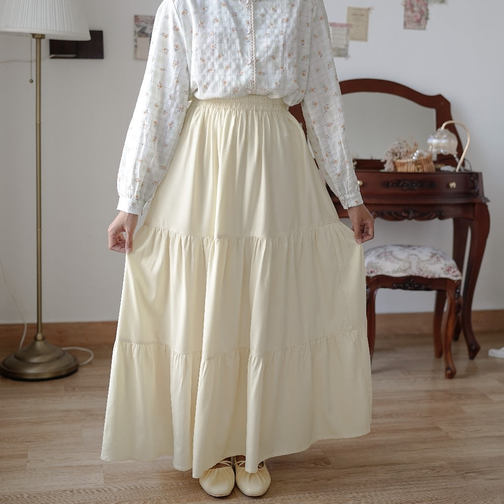 Madebyhara - Jangmi Skirt Rok Layer Panjang Premium Wanita Denim Look Korean Style Haraskirt