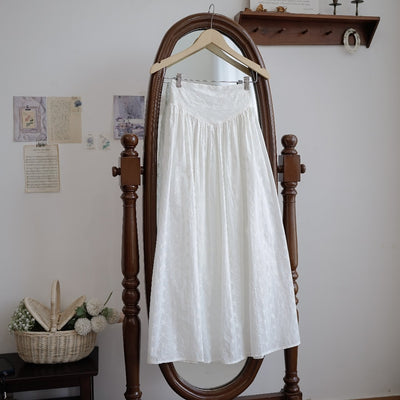Madebyhara - Yeji Skirt Rok Panjang Katun Bordir Putih Premium Korean Style Haraskirt