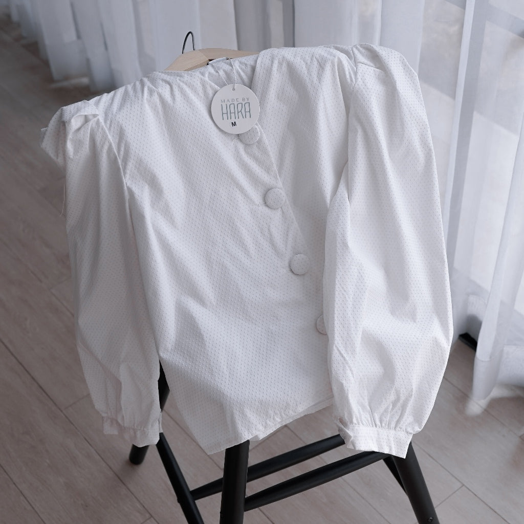 Madebyhara - Poplin Polka White Kemeja Style Korea