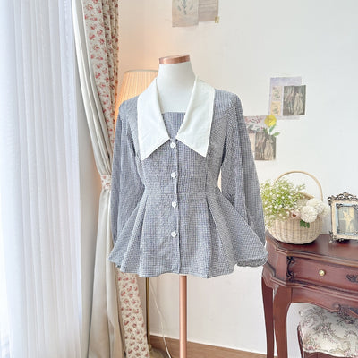 Madebyhara - Rumi Blouse Atasan Style Korea Kemeja Motif Gingham Haraskirt