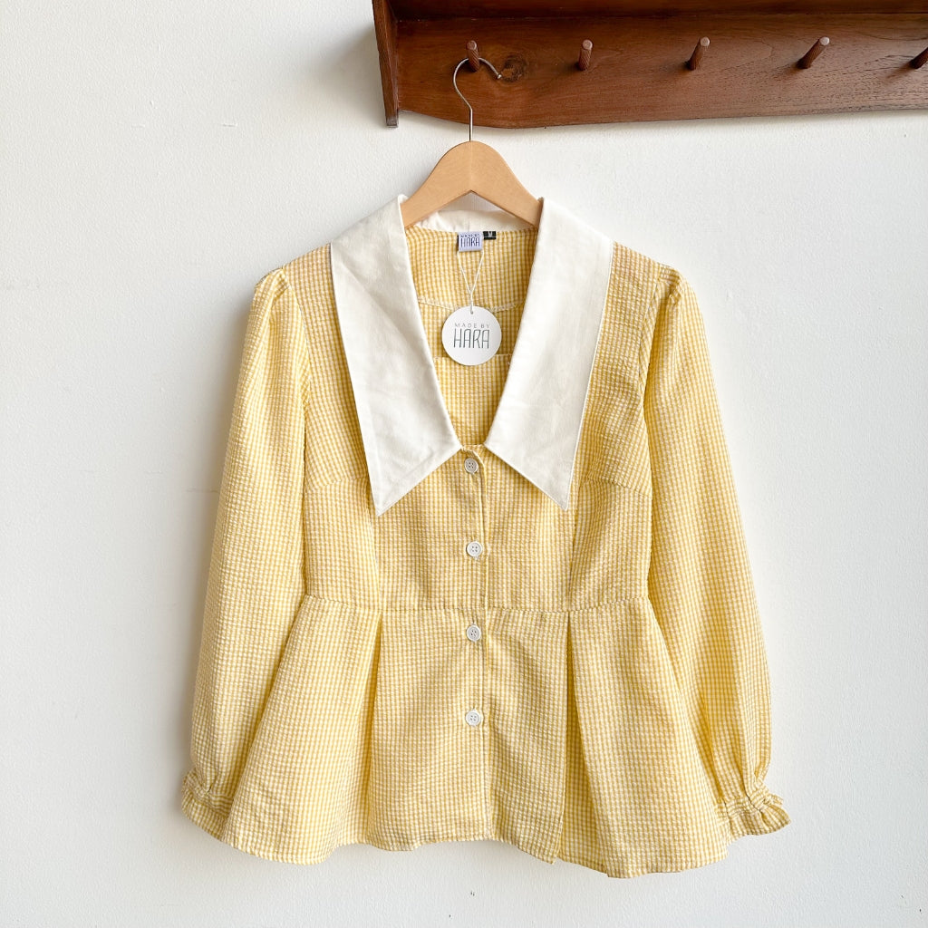 Madebyhara - Rumi Blouse Atasan Style Korea Kemeja Motif Gingham Haraskirt