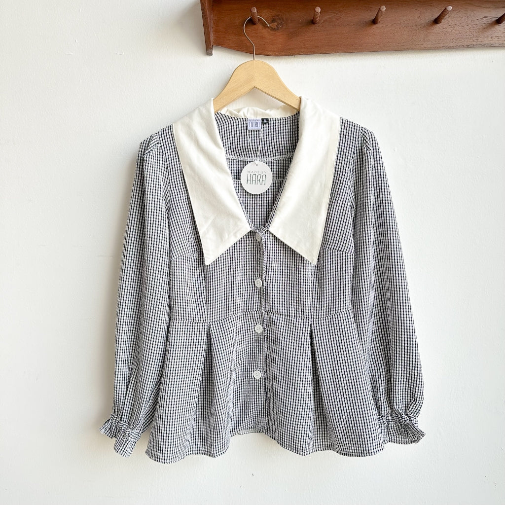 Madebyhara - Rumi Blouse Atasan Style Korea Kemeja Motif Gingham Haraskirt