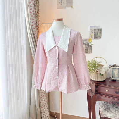Madebyhara - Rumi Blouse Atasan Style Korea Kemeja Motif Gingham Haraskirt