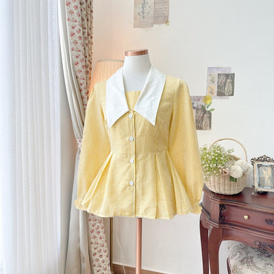Madebyhara - Rumi Blouse Atasan Style Korea Kemeja Motif Gingham Haraskirt