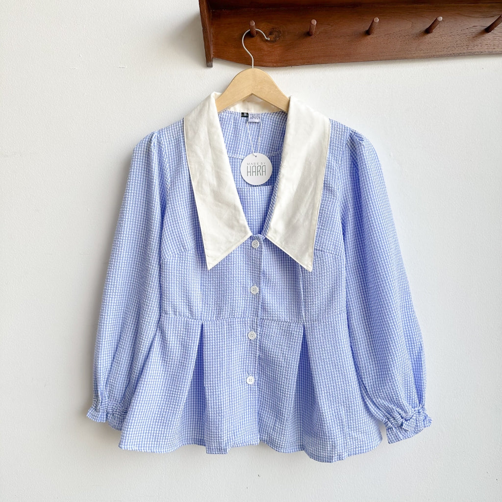 Madebyhara - Rumi Blouse Atasan Style Korea Kemeja Motif Gingham Haraskirt