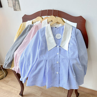 Madebyhara - Rumi Blouse Atasan Style Korea Kemeja Motif Gingham Haraskirt