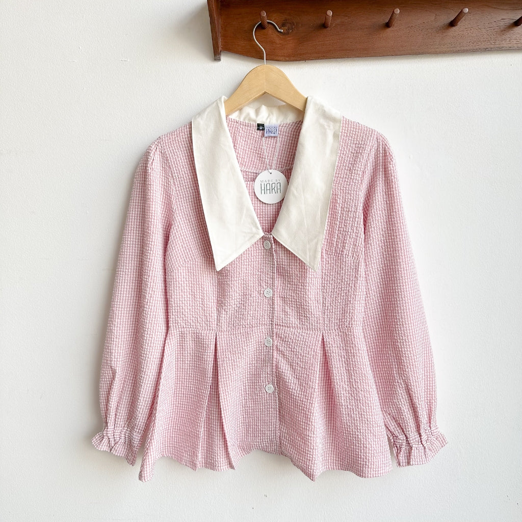 Madebyhara - Rumi Blouse Atasan Style Korea Kemeja Motif Gingham Haraskirt