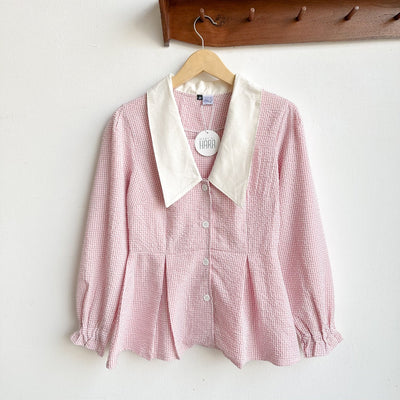 Madebyhara - Rumi Blouse Atasan Style Korea Kemeja Motif Gingham Haraskirt