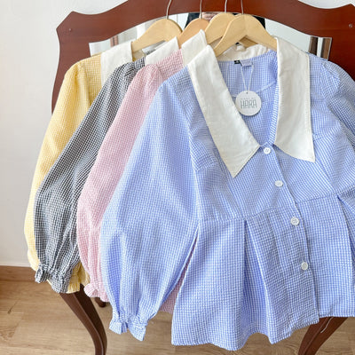 Madebyhara - Rumi Blouse Atasan Style Korea Kemeja Motif Gingham Haraskirt